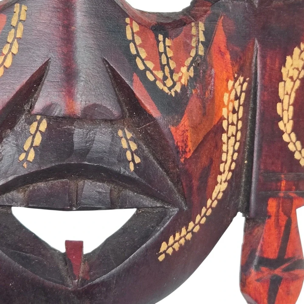 Handcrafted Carved Wooden African Mask Painted‎ Kenyan Tribal Wall Art 9x5
